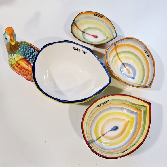 Pier 1 Imports Peacock 4 Piece Measuring Cup Set 1/4 to 1 Cup - Picture 15 of 16